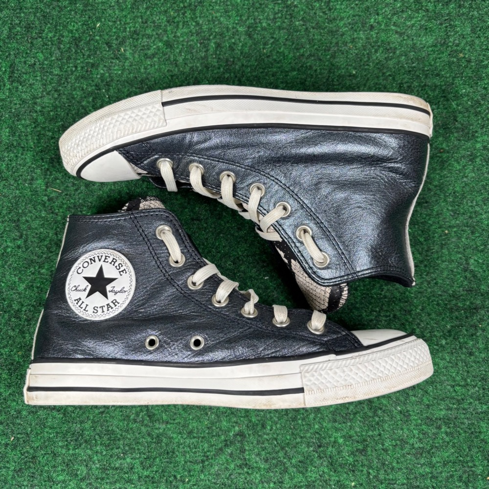Converse Chuck Taylor All Star Metallic Gunmetal Snakeskin Leather Womens 7.5